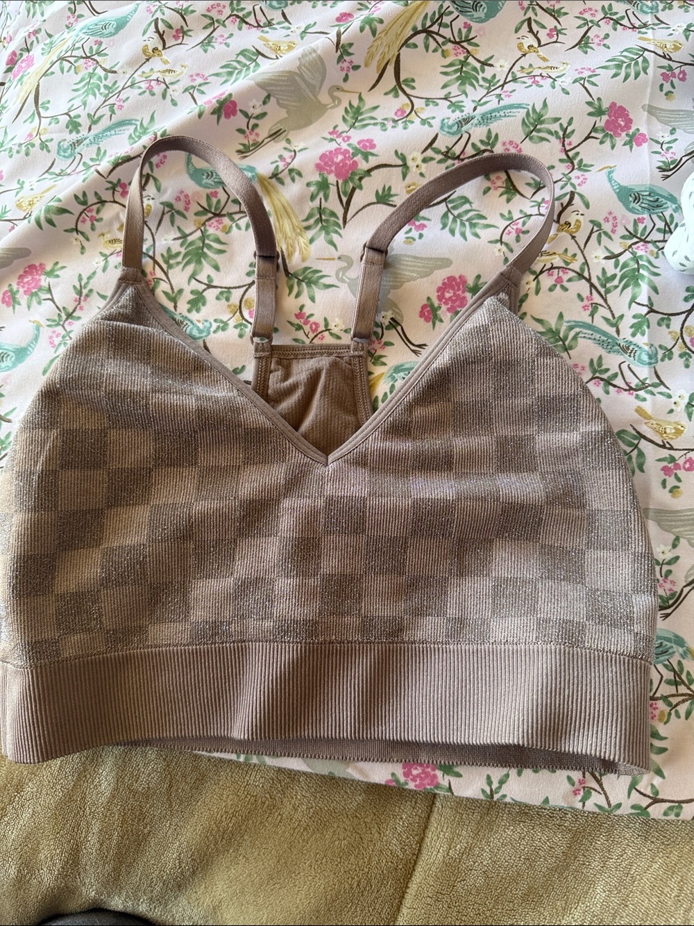 PINK Victoria's Secret Taupe Seamless Checker Bralette